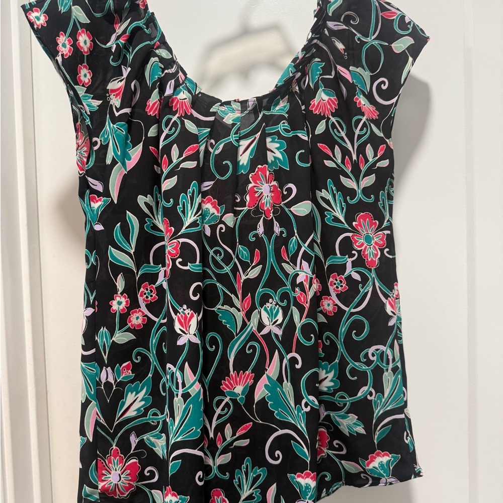 LC Lauren Conrad Black Floral Blouse